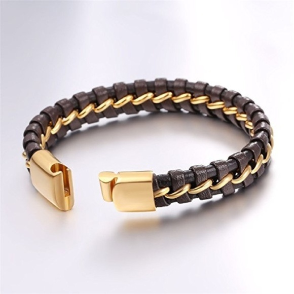 Mens "Anthony" Genuine Leather Bracelet - Picture 2 of 4